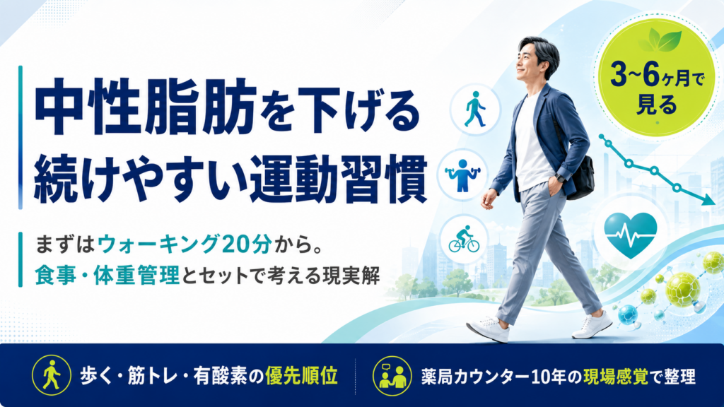 中性脂肪を下げる運動・続けやすい現実解｜薬局カウンター越しに10年聞いてきた現場感覚で整理する歩く・筋トレ・有酸素の優先順位