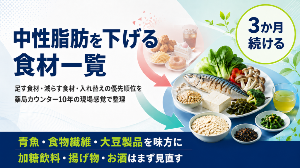 中性脂肪を下げる食材一覧｜薬局カウンター越しに10年聞いてきた質問から整理する「足す食材」「減らす食材」「優先順位」